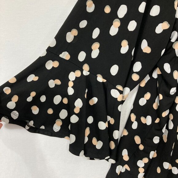 Carmen Top size 2X Black Polka Dot Flare Sleeve Stretch Knit Office Career - Picture 3 of 8